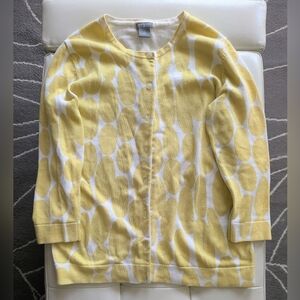 Loft Abstract Cardigan Sweater 3/4 length